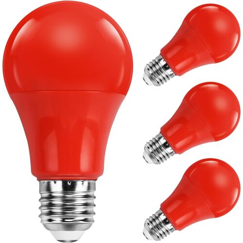 Ampoule Led Rouge E27 9w, A60/A19 Ampoule Colorée E27 Équivalent Incandescence 9 0w, Ampoule Led E27 Couleur Rouge Pour Noël Halloween Décoration Fête Bar Mariages, Lot De 4