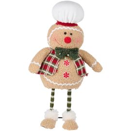 Arti Casa Décoration Noël Poupée Pain d'Épice Poupon Déco Noël - Gnome de Noël 44cm - Beige