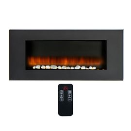 Classic Fire Cheminée Électrique Vancouver 105,5 x 48 x 12 cm - Chauffage Électrique avec Flamme LED - avec Télécommande et Minuterie - 2000W - Montage Mural - Noir