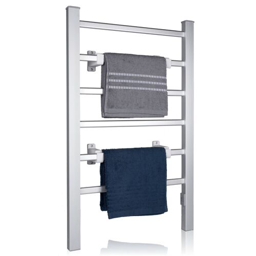 Dirt Devil Séchoir à Linge Étendoir - Séche Serviette Salle de Bain ou Mural - 6 Barres pour Linge et Serviettes - Aluminium Gris - Étendoir Électrique Chauffant Radiateur