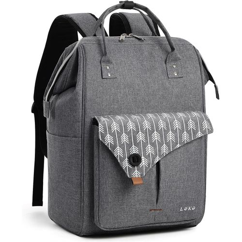 TIANYI-Sac à Dos Ordinateur Portable Femme 15.6 Pouces, Elegant Antivol Imperméable Sac a Dos PC Portable pour College Loisir Voyage Affaires, Gris/Noir