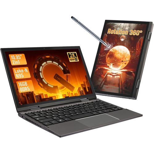lbgwp60-Mini Ordinateur Portable 2 En 1 De 10,95 Pouces, Écran Tactile 2000 * 1200, Celeron N95 (Jusqu'À 3,4 Ghz), 16 Go De Ram Ddr5, Ssd 256 Go, Windows 11, Usb*2, Bt 5.0 (Gris,16G + 256G Ssd)