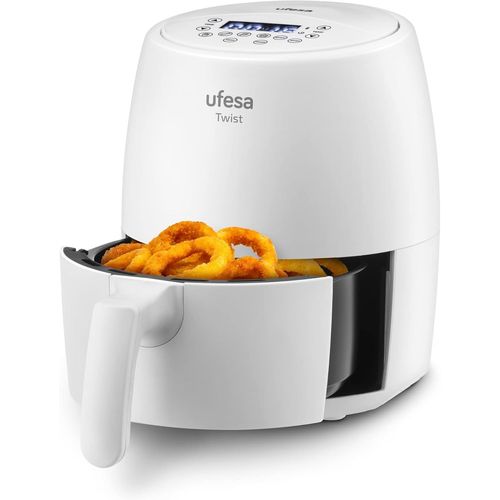 ASFASFq-Twist, Friteuse Électrique à Air, 2 L, 6 Programmes, 1200W, Minuterie, Température 80ºC - 200ºC, Sans BPA ni PFOA, Cuve et Plateau Antiadhésif, Corps/Poignée Toucher Cool