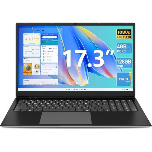 ChenQuanSarl-Ordinateur Portable 17,3"" 4 Go Ram 128 Go Ssd Rom Ordinateur Portable, Core I3, Fhd Ips, 2 X Usb 3.2, Bluetooth 4.2 Dual Band Wifi, Mémoire Extensible 512 Go Tf 7000 Mah