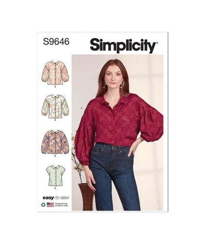 Patron Simplicity 9646 - Chemise Boutonnée Du 36 Au 54 (Fr) S9646.K5