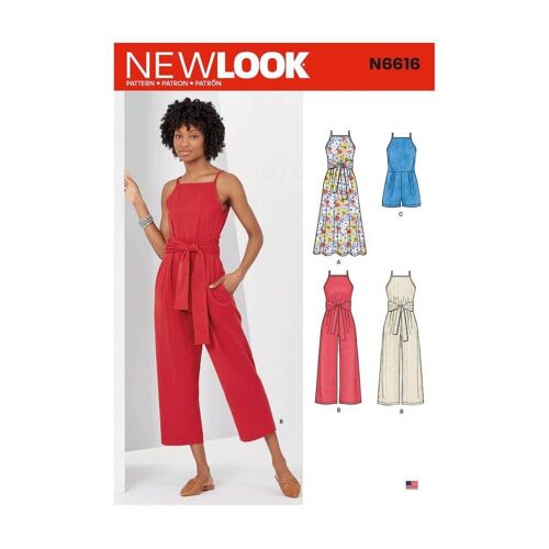 Patron New Look 6616 Robe Et Combinaison À Bretelles Pour Femmes De 36 À 48