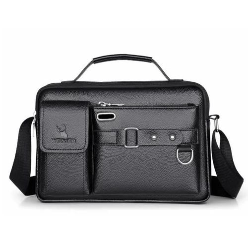 Sacoche Homme - Sac bandoulière en cuir haut de gamme - Grande capacité décontracté - Noir