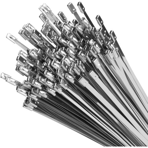 VornixorSarlshop-200 Pièces Collier de Serrage Métallique, 300mm* 4,6mm, Résistance à la traction de 136 KG, Serre Cable Pour Enroulement D'échappement