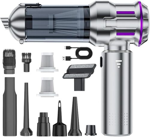 Aspirateur à main sans fil, 22000 PA haute performance, 4 en 1, avec 3 vitesses, 220 000 tr/min, 80 000 tr/min, filtre HEPA lavable pour voiture, maison, nettoyage des poils d'animaux