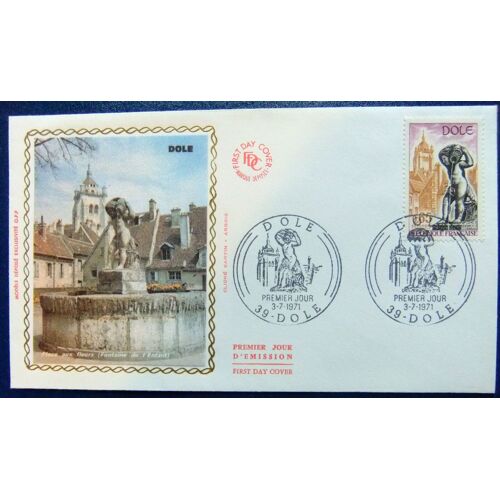 Enveloppe 1er Jour - Soie - Dole - Place Aux Fleurs - 1971