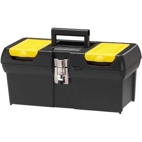 1-92-065 Boite A Outils 2 Organiseurs Sur Le Couvercle-Robuste-Attaches métalliques Résistantes-Porte Outils Amovible-Poignée Articulée,40.5 x 21 x 18,3 cm Jaune