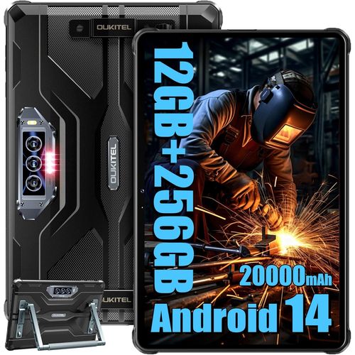 ChenQuanSarl-Rt8 Android 14 Tablette Incassable 20000Mah - 12Go Ram + 256Go Rom, Tablette Durcie 11 Pouces Fhd+, 48Mp+32Mp Caméra, Tablette Tactile, Dual Sim 4G, Ip68/Ip69K/Otg/Nfc/500Nit (Support)