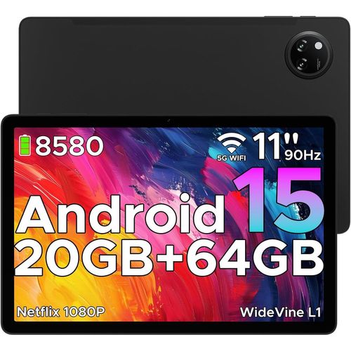 KALWS-Tab A9+ Android 15 Tablette 11 Pouces,20Go+64Go (Tf 2To) Unisoc T7200 8 580 Mah Gaming Tablette Wi-Fi 5,13 Mp/Fm/Face Id/Widevine L1/Otg/Gps/Deux Haut-Parleurs [2025]¿
