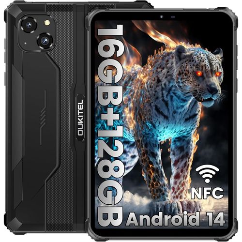 ChenQuanSarl-Rt3 Pro Tablette Incassable 8 Pouces, 16Go (4+12)+128 Go/Tf 1To Tablette Android 14, 5150Mah Batterie Tablette Tactile, Mini Tablette Durcie 16Mp/Nfc/4G Dual Sim/Gps/Otg/Face Id - Noir