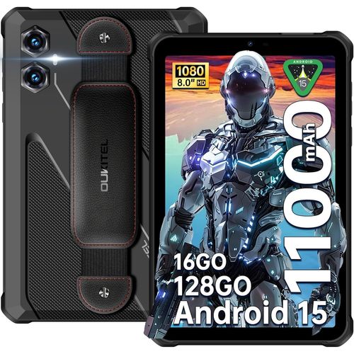 ChenQuanSarl-Rt3 Plus - Tablette Incassable Android 15 Tablette Tactile 8 Pouces,16Go(4+12) Ram + 128Go Rom,10000Mah Tablette Durcie 4G,16Mp Caméra, Dual Sim 4G,Ip68/Gps/Otg/Nfc/2Ans Garantie,Noir