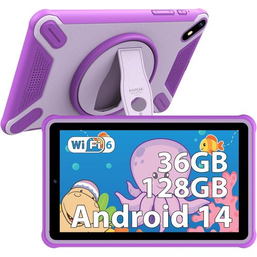 Tablette Pour Enfants 7 Pouces,36Gb Ram 128Gb Rom (Sd Extensible),Android 14.0 Kids Tablette,Écran Fhd,6580Mah,Avec Contrôle Parental,Wifi,Bluetooth,Tablette Éducative (Pink)