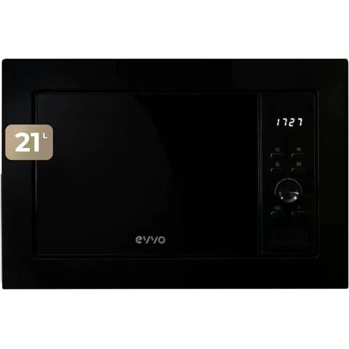 EVVO Micro-ondes integre Mi30 Black, 21 l de capacite, grill 1000 W, porte et cadres effet brillant, multifonction, fonction deconge