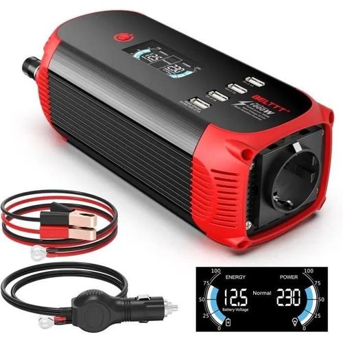 Convertisseur - Belttt - 500w/1000w - 12v À 220v - 4 Ports Usb - Affichage Lcd