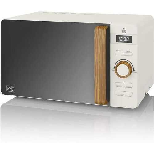 Swan Nordic Micro-ondes Numerique 20 L, 6 Niveaux de Fonctionnement, 800 W Puissance, Minuterie 30 min, Nettoyage Facile, Mode Degiv