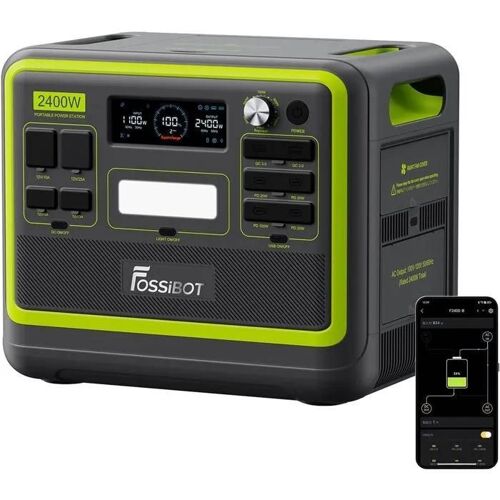 FOSSiBOT Generateur Electrique Solaire Portable 2400W F2400, 2048Wh LiFePO4 Batterie de Secours avec 3 Sorties CA 2400W (4800W Pic),