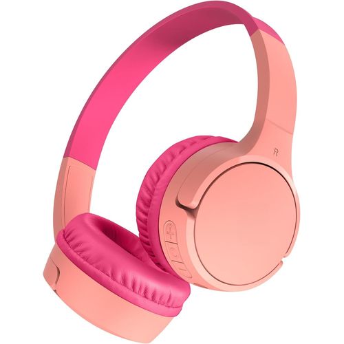 SUBZONAL-Belkin Casque audio sans fil SoundFormMini pour enfants avec micro intégré (pour apprentissage en ligne, études, voyage, compatible avec l¿iPhone, iPad, Kindle, etc., rose)