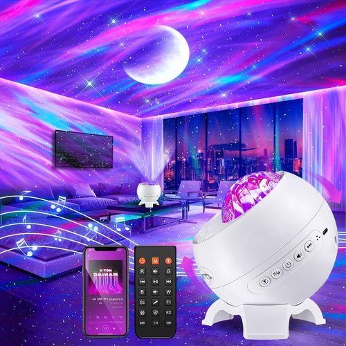 Projecteur Ciel Etoile 15 Couleurs 5 Lunes Lumiere Nuit Enfant Adulte Bluetooth Bruit Blanc Telecommande Idee Cadeau Decoration Noel