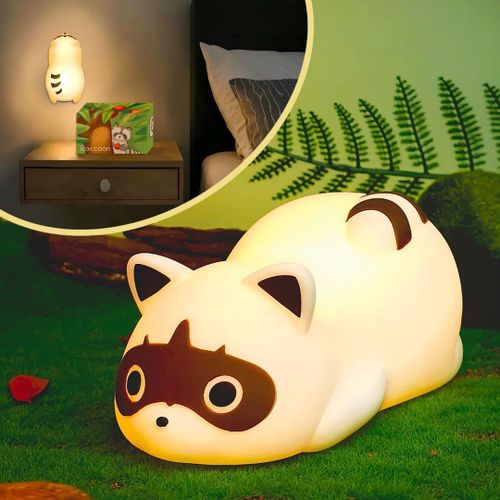 Ersan-Veilleuse Rechargeable Pour Bébé, Lampe De Chevet Tactile À Del À Intensité Variable Pour Chambre À Coucher, Décoration Murale Pour Chambre À Coucher, Jouet Pour Bébé Raton Laveur, Lampe De