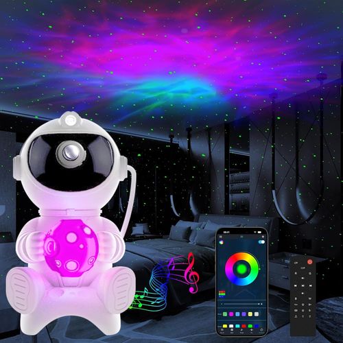 Astronaut Projector With Speaker Sky Star Projector With 8 Modes Nebula Led Night Light Star Ceiling Galaxy Lamp For Children And Adults (Moon)