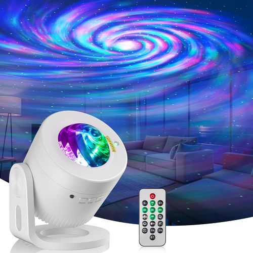 Projecteur Ciel Etoile, Led Projecteur Aurore Boréale Réglable À 180°, 33 Combinaisons Nebula Avec Musique Bluetooth, Minuterie Et Télécommande Pour Décoration De Pièce/Fête/Home Cinéma (Blanc)