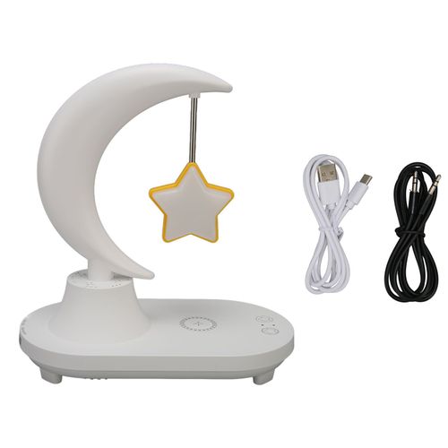 Veilleuse LED avec chargeur sans fil, interrupteur tactile, multifonction, haut-parleur à basses lourdes, lampe avec 8 lumières RGB pour la lecture
