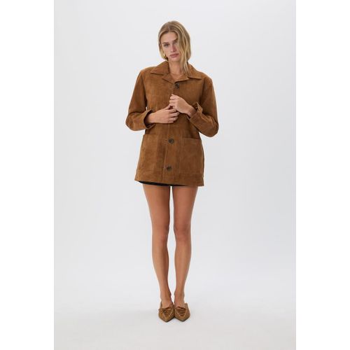 Stradivarius Veste 100% Cuir À Poches Marron M