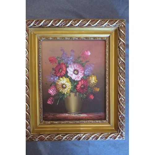 Cadre Bois Et Plâtre Doré Bouquet De Fleurs