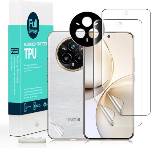 LORANKA-2 Pièce TPU Protection écran pour Realme 14 Pro Plus 5G 6,83"",Film Souple Flexible,avec 1 Pièce Protection Caméra,1 Pièce Film Arrière,Facile Installer