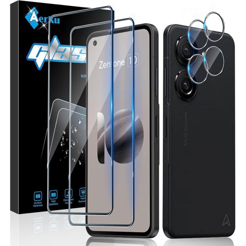 LORANKA-Verre Trempé pour Asus Zenfone 10 avec Caméra Arrière Protecteur [2+2 Pièces], Dureté 9H [Sans Bulles] [Ultra HD] Ultra Résistant Film Vitre Trempé Protection écran [Transparente]