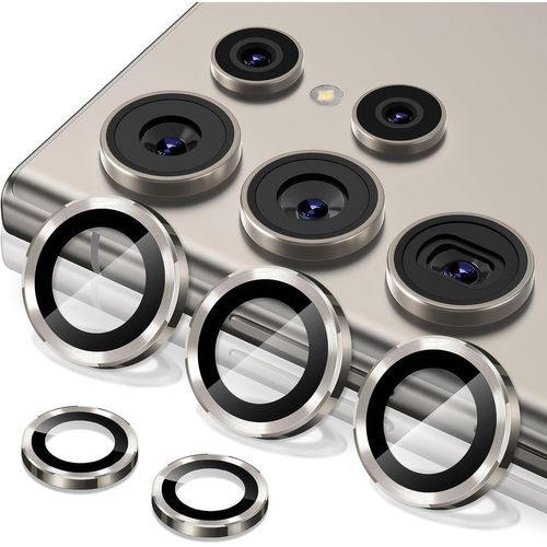 Protection Objectif Caméra Pour Samsung Galaxy S25 Ultra, Hd Anti Rayures Verre Trempé Bague Aluminium Camera Protector, Gris