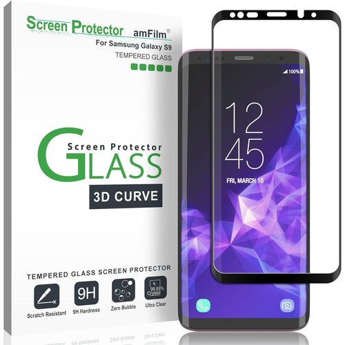 JGD-Verre Trempé Protection écran pour Galaxy S9, Couverture Complète (Courbes 3D) Film Protecteur D'écran pour Samsung Galaxy S9 (Noir)