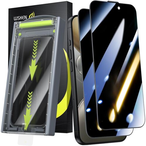 SJZG-Lot De 2 Films De Protection D'Écran Pour Iphone 15 Pro Max, [Anti-Espion À 24°] [Élimination De La Poussière Automatique] Film De Protection D'Écran En Verre Blindé 9H Couverture Complète, Sans
