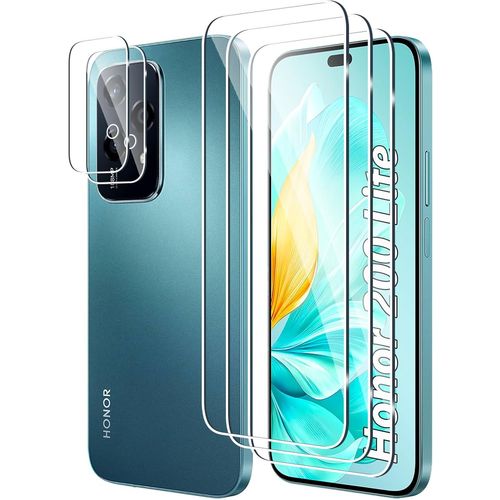 [3+2 Pièces Verre Trempé Pour Honor 200 Lite Et Caméra Arrière Protecteur,Sans Bulles,9h Dureté,Anti-Rayures,Hd Film Protection Ecran Pour Honor 200 Lite
