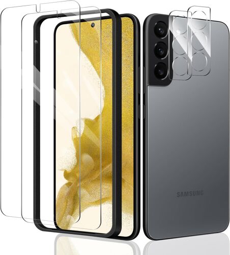2×VERRE TREMPÉ POUR SAMSUNG GALAXY S22+/S22 PLUS + 2×CAMÉRA ARRIÈRE PROTECTEUR AVEC OUTIL D'INSTALLATION FACILE, FILM PROTECTION D'ÉCRAN, VITRE PROTECTEUR ACCESSOIRES, HD DURETÉ 9H GLASS