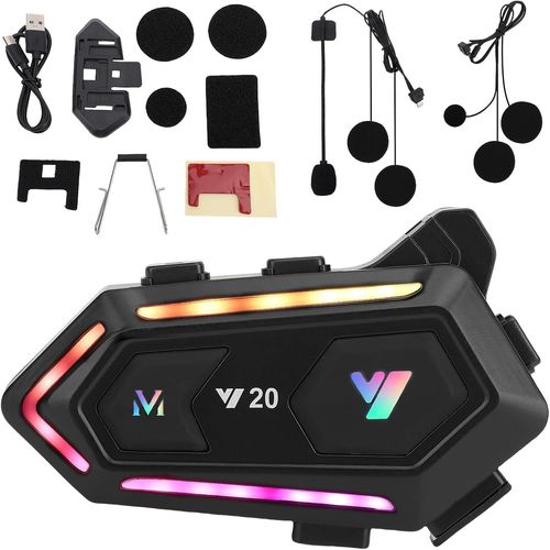 Hljhj-Écouteurs Casque Intercom De Moto, Kit Bluetooth Main Libre Moto Sans Fil, Annulation De Bruit, Double Haut-Parleur, Ipx6, Rgb,Réponse Automatique, Technologie Sans Fil 5.3