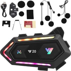 Kalanka-Écouteurs Casque Intercom De Moto, Kit Bluetooth Main Libre Moto Sans Fil, Annulation De Bruit, Double Haut-Parleur, Ipx6, Rgb,Réponse Automatique, Technologie Sans Fil 5.3