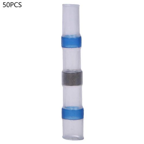 50Pcs Thermorétractable Bout à bout Connecteur Terminal Étanche Blanc Soudure Manchon Alimentations Électriques 16-14AWG