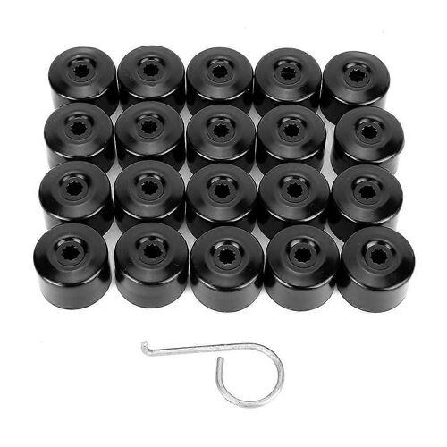 20 Pcs Écrou De Roue Couvercle Noir Alliage D'aluminium Moyeu De Roue Vis Couvercle De Protection
