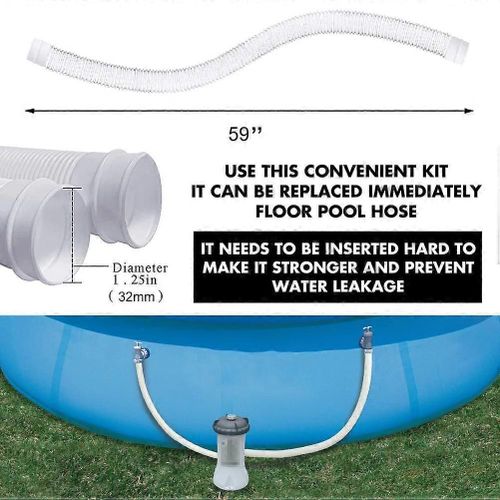 Tuyau de remplacement de piscine et pince Pompe de filtration de piscine Tuyau de remplacement compatible pour 300GPH 330GPH Pompe A-B