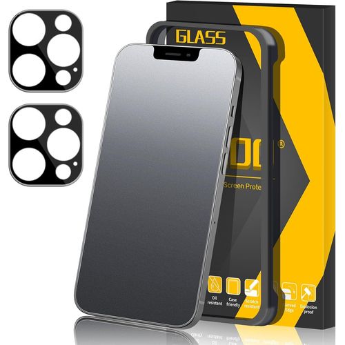 Pour Iphone 12 Pro Max Verre Trempé Mat, 2 Pièces Protection D'écran Antireflet Et 2 Pièces Protection Objectif Caméra, Anti-Empreintes Digitales Sans Bulles Ultra Résistant Dureté 9h Glass