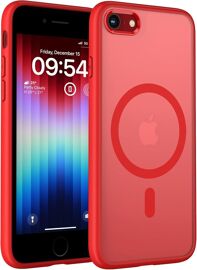Coque Magnétique pour iPhone SE 2022/2020, iPhone 8/7 4,7 Pouces, Compatible avec MagSafe, Coque Mat Translucide Fine Antichoc, Rouge