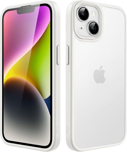 Coque Mat pour iPhone 14 6,1 Pouces, Protection Antichoc Qualité Militaire, Étui Housse Arrière Translucide Givrée, Anti-Empreintes Digitales (Lumière Stellaire)