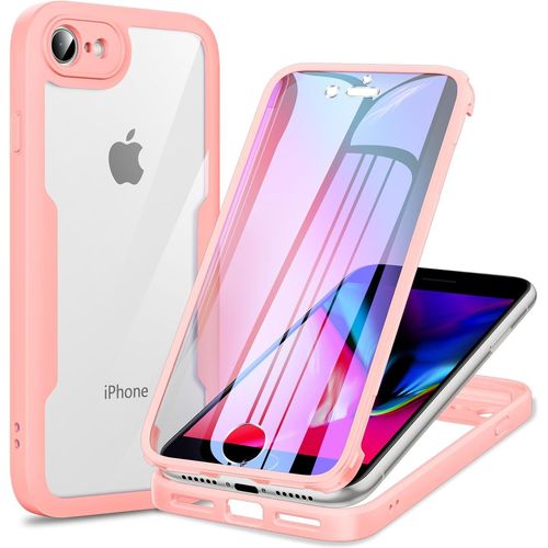 Coque Intégrale 360° En Tpu Silicone Rose Avec Protège-Écran Transparent Anti-Choc Et Anti-Rayures Compatible Iphone 7/8/Se 2020/Se 2022