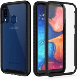 Coque intégrale 360° avec protège-écran pour Samsung Galaxy A20e - Dos transparent et bord noir, antichoc double couche TPU