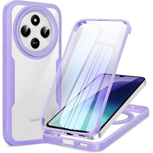 Kalanka-360 Degrés Coque Pour Xiaomi Redmi 14c / Poco C75 Avec Transparent Protection D'écran, Silicone Antichoc Écran Coque, Anti-Rayures Intégrale Étui Housse Pour Redmi 14c, Violet